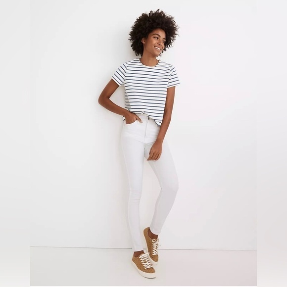 Madewell 10" High Rise Skinny Jeans in Pure White AJ233 Size 25 - Picture 1 of 5